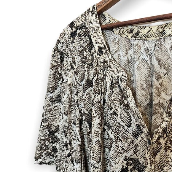 Brylane Snake Print Lightweight Button Down Shirt - Picture 3 of 7